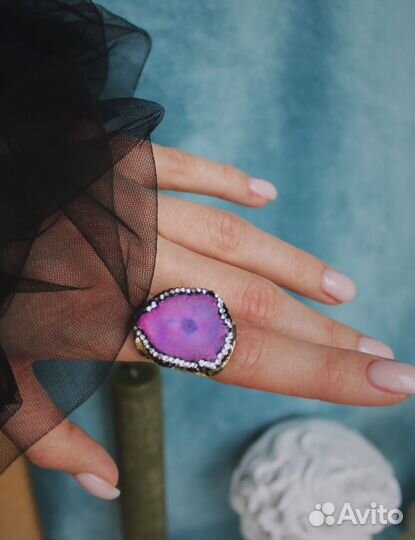 Новое кольцо с натуральным агатом