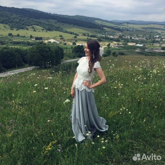 Комплект топ из хлопкового кружева + юбка