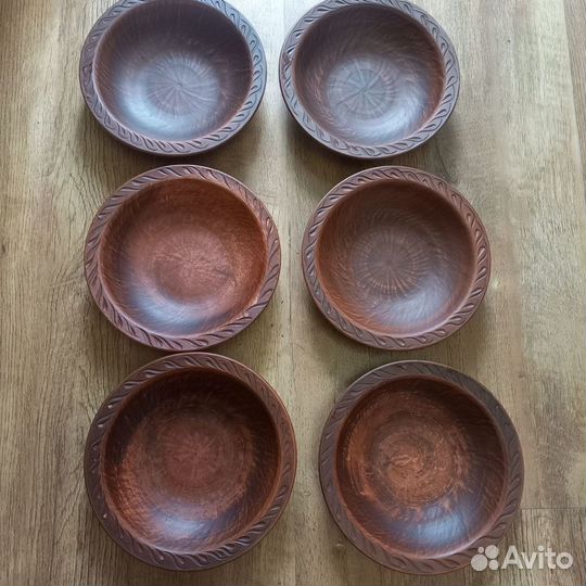 Глиняные тарелки 6 шт