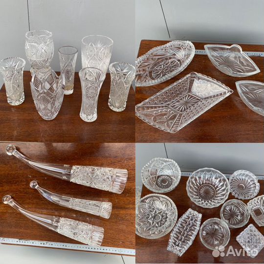 Хрусталь Ваза Солонка, салатник,рог СССР