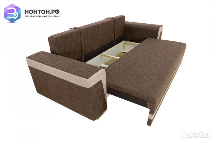 Диван еврокнижка Марракеш коричневый / бежевый