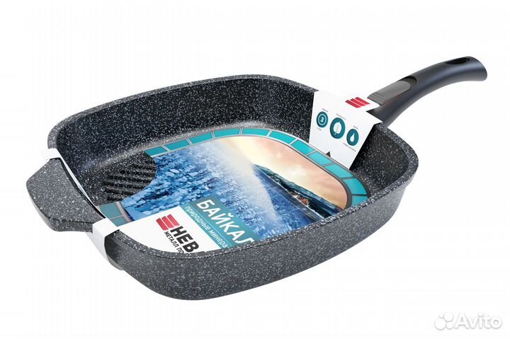 Сковорода-Гриль квадратная Байкал Нева Металл 28