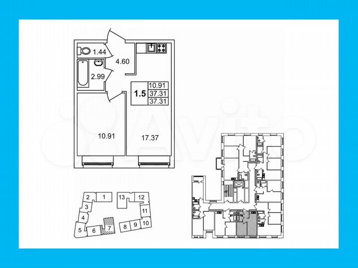 1-к. квартира, 37,6 м², 3/4 эт.