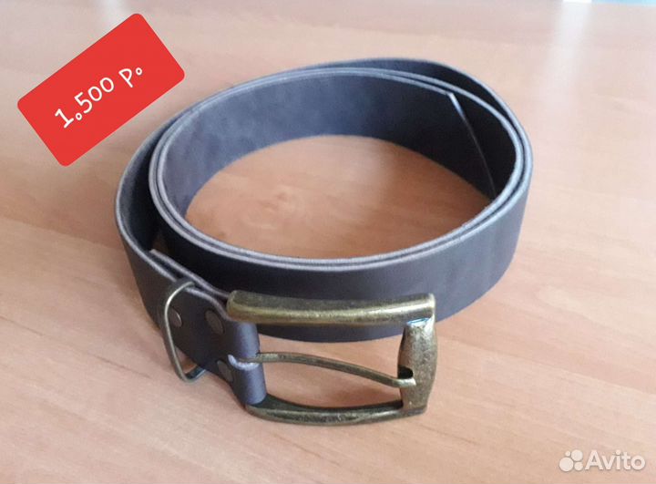 Ремень мужской черный кожа прочный