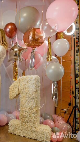 Объемная цифра из цветов 1 метр