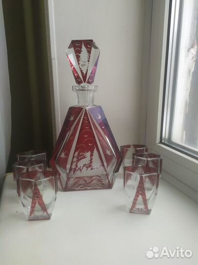 Антикварный штоф стопки 