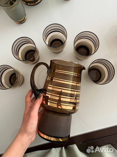 Графин и 5 стаканов богемское сиекло