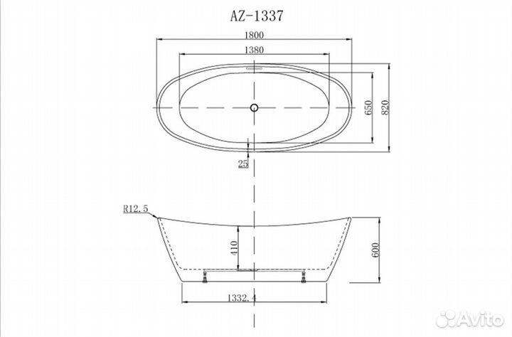 Ванна акриловая Azario Easton 1800x820 AZ1337