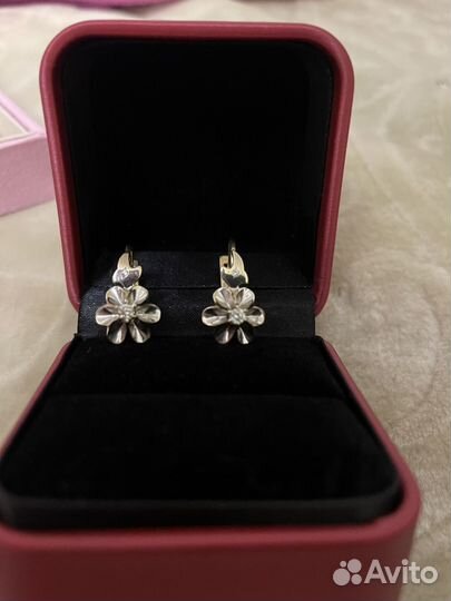 Золотые серьги с бриллиантами тюльпаны СССР