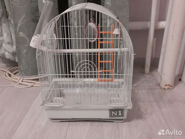 Клетка для попугая птиц белая металлическая