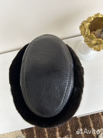 Шапка новая норка + кожа