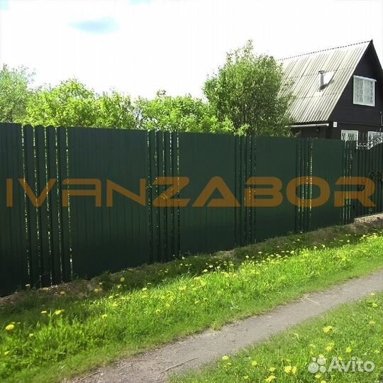 Комби забор из профлиста и штакетника в Пучеже