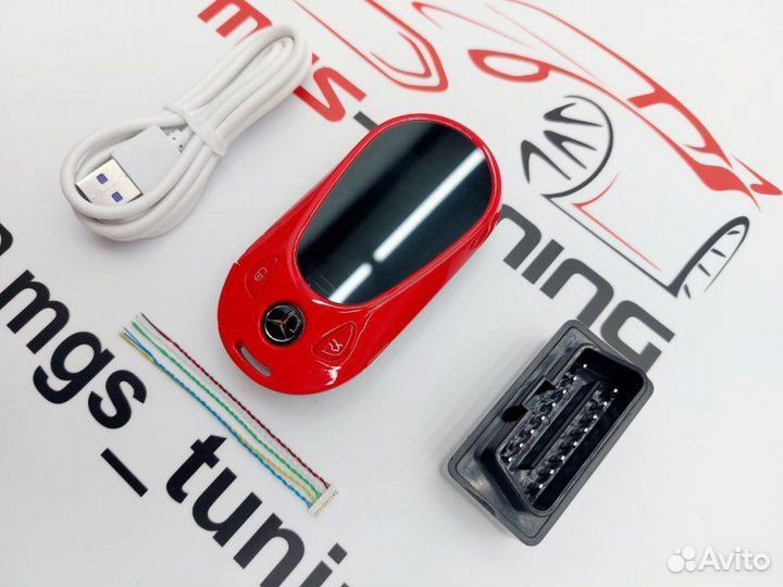 Смарт ключ Мерседес new красный с экраном цифровой