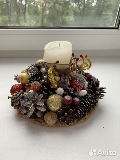 Новогоднее украшение свеча