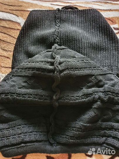 Капор, женская чёрная зимняя шапка, капюшон, снуд