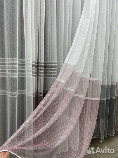 Тюль Лен полоски