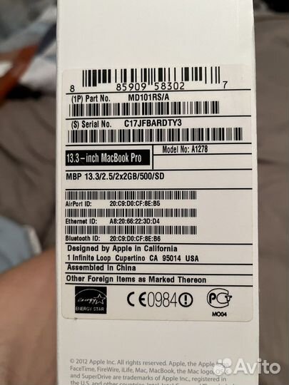 Apple MacBook pro 13 i5/4GB/500GB