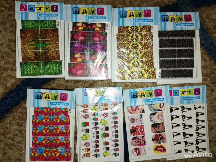 Слайдеры (наклейки) и клепки для украшения ногтей