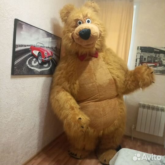 Надувной костюм бурого медведя, косюм аниматора