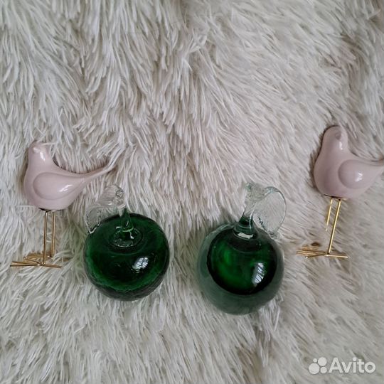 Яблоко стекло, птички фарфор