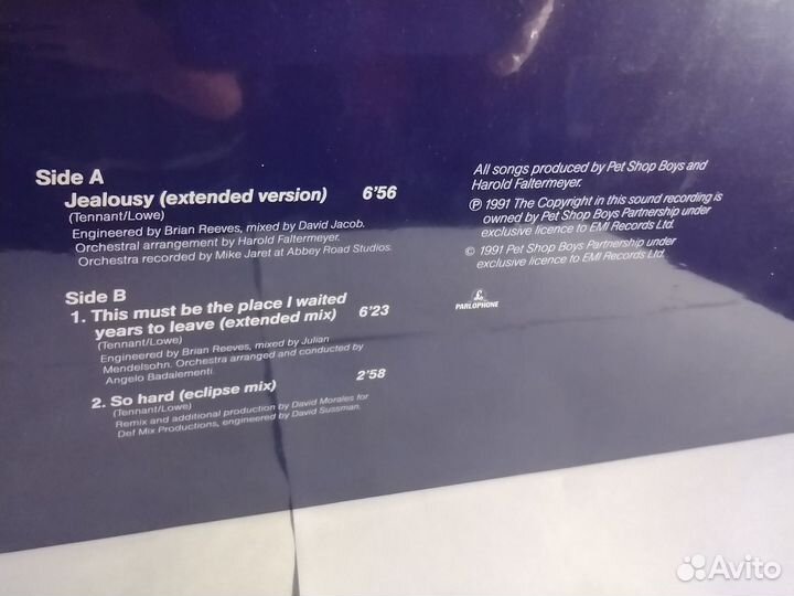 Pet Shop Boys Jealousy DE 1991 NM/Mint