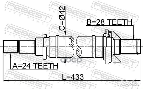 Полуось правая 24X433X28 0512M316MT Febest