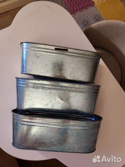 Кашпо для цветов, мелалл, цена за 3 шт