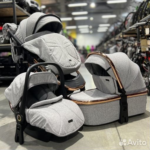 Коляска модульная Luxmom 770 2 в 1, серый и кофе