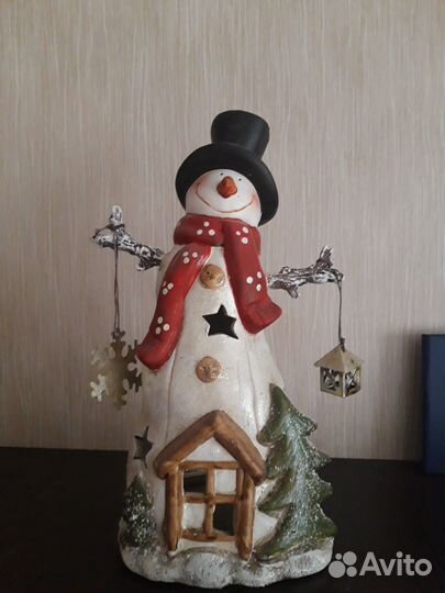 Статуэтка подсвечник новогодний со свечой внутри