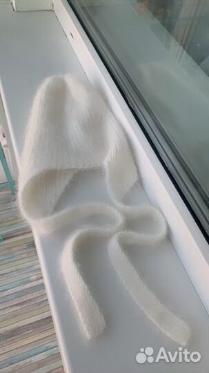 Чепчик и снуд из ангоры, пушистая мягкая