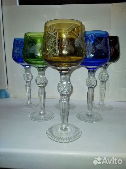 Фужеры и рюмки цветной хрусталь, Германия