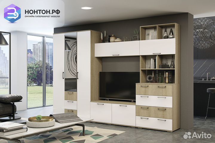 Гостиная Белладжио №1 дуб сонома / белый