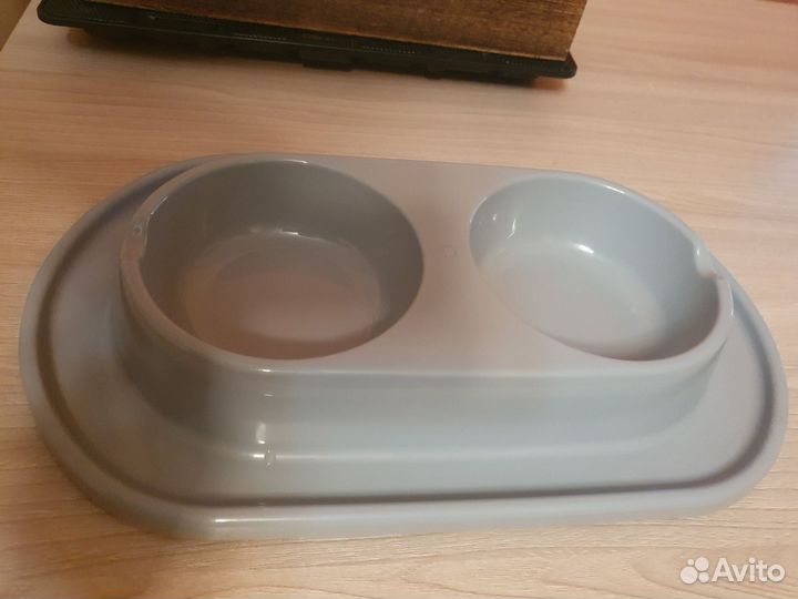 Кошачья миска с бортиком двойная