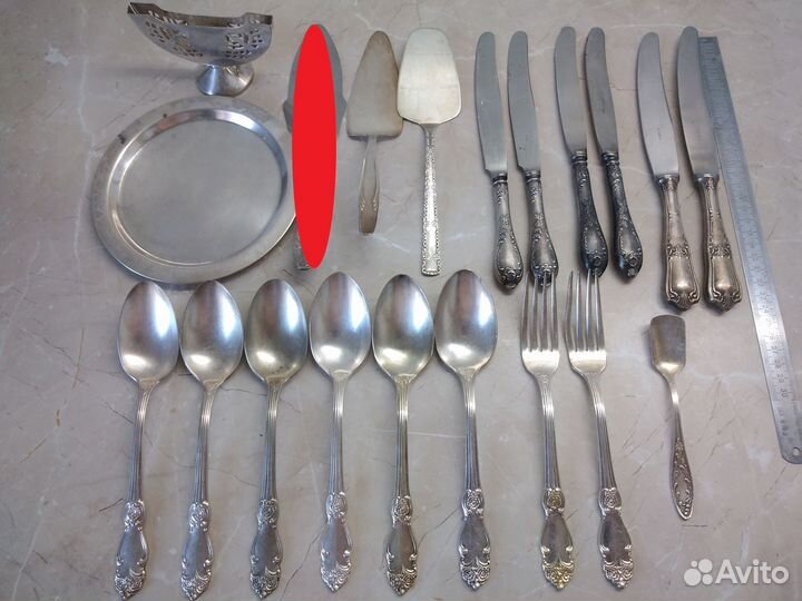 Роза. Мельхиор СССР. мнц. Ложки, ножи. Кольчугино