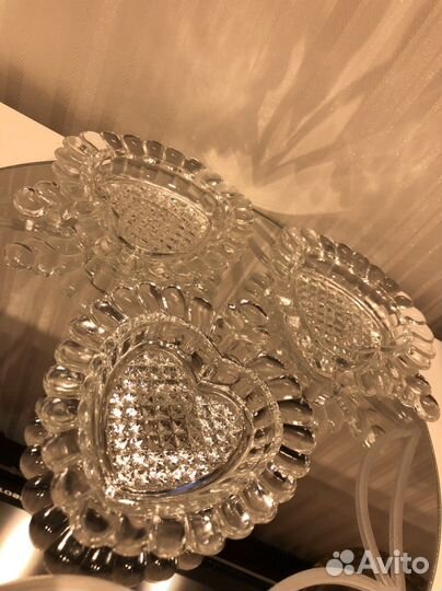 Хрустальные сердечки розетки для десерта