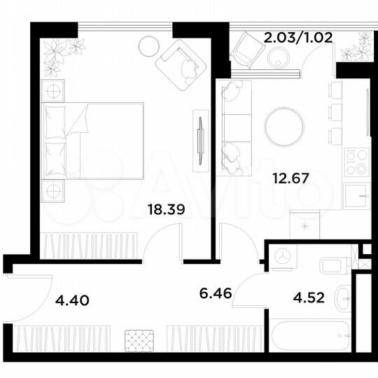 1-к. квартира, 47,5 м², 24/25 эт.