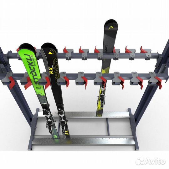 Стеллаж ClipS для горных лыж, двухсторонний с полками 219х215х67см ClipS-P-26