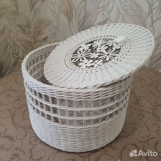 Корзина плетёная с крышкой - короб для хранения