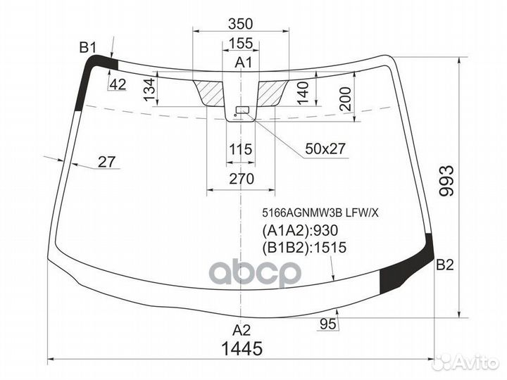Стекло лобовое (Датчик дождя) Mazda 3 06-09
