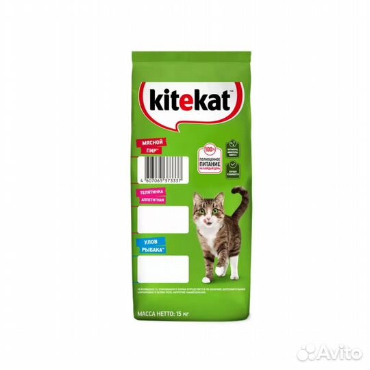 Корм для кошек kitekat 15кг мясной пир