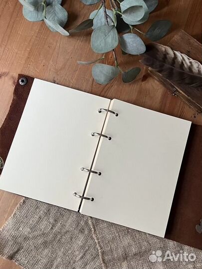 Блокнот на кольцах натуральная кожа