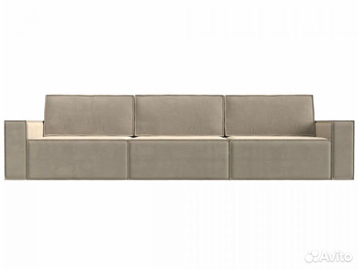 Диван прямой Куба лонг, микровельвет, бежевый
