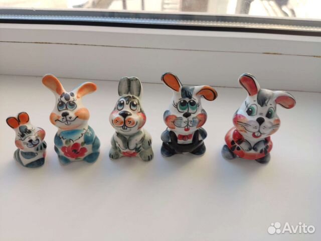 Семейка зайчат, фарфор