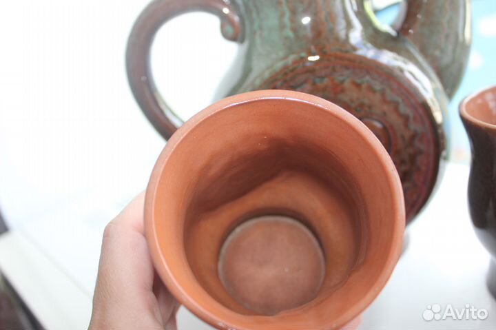 Набор керамика (кувшин и 2 бокала) ссср+доставка