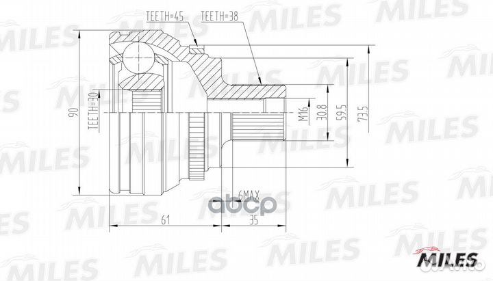 ШРУС наружный audi 100/80/A6/V8 2.5D-4.2 88-97