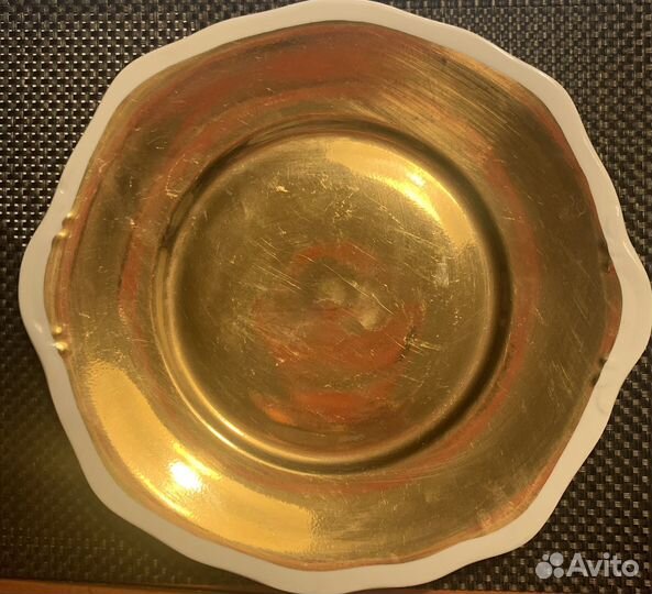 Блюдо золотое винтаж. Дулево