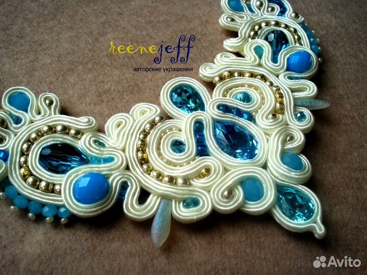 Сутажное колье ручной работы