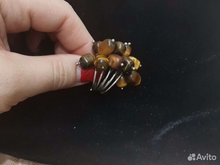 Кольцо с тигровым глазом, размер 18