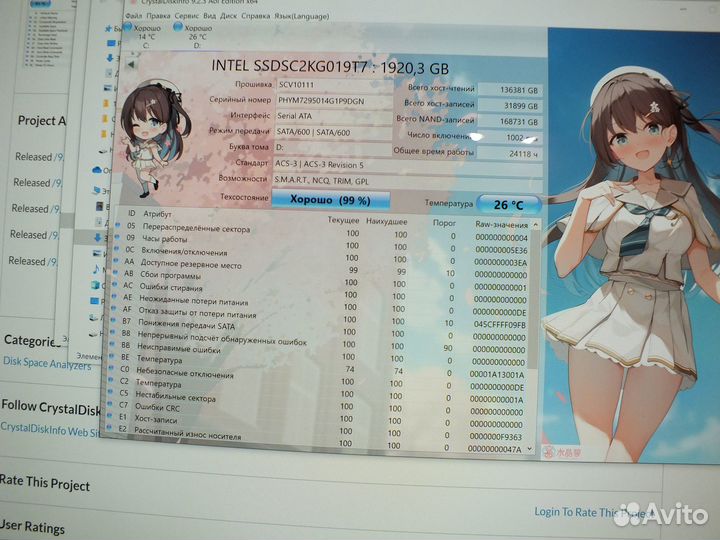 Intel SSD DC S4600 series 1.92TB Оригинал