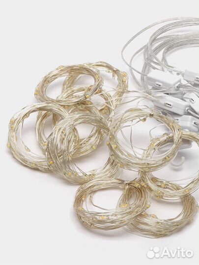 Гирлянда штора с пультом, USB занавес, медная нить